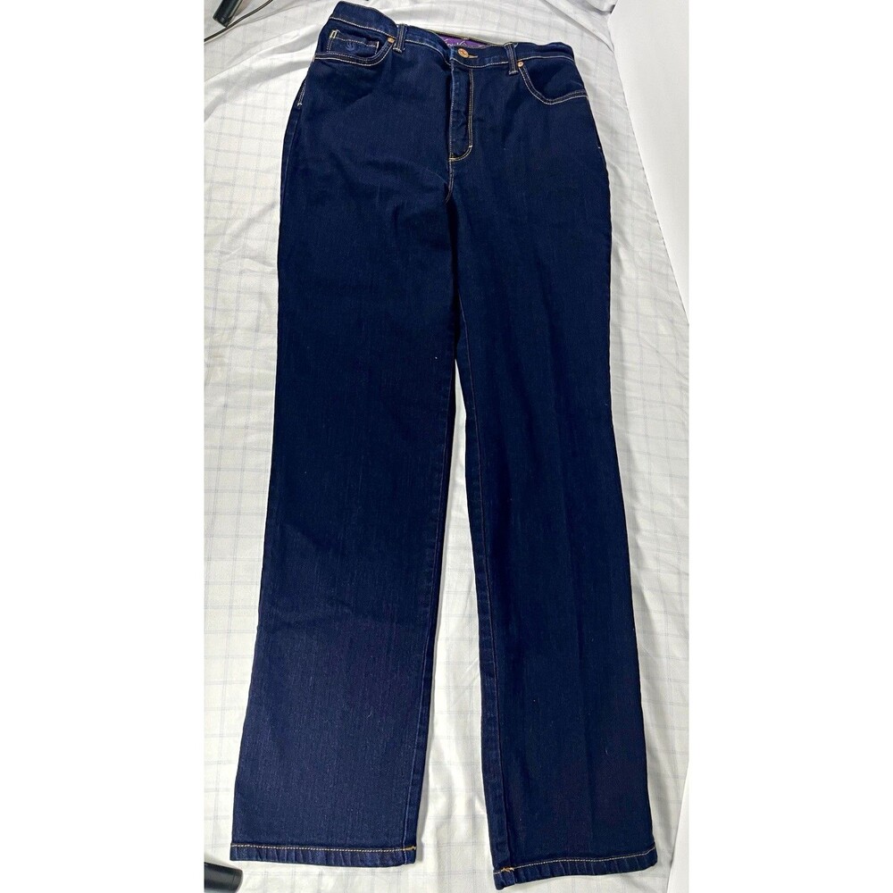 Gloria Vanderbilt Women’s Dark Wash Blue Denim Straight Leg Mid Rise Jeans 10